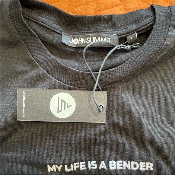 NWT john summit music my life is a bender embroidered tee sz.L black - Picture 2 of 4